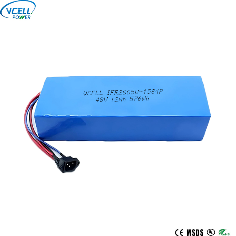 حزمة بطارية 48V 12Ah 26650 Ebike LiFePO4